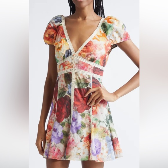 Alice + Olivia Rose Print Mini Dress - Picture 3 of 7